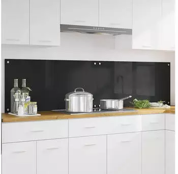 vidaXL K&uuml;chenr&uuml;ckwand 2 pcs Schwarz 100 x 50 cm Geh&auml;rtetes Glas