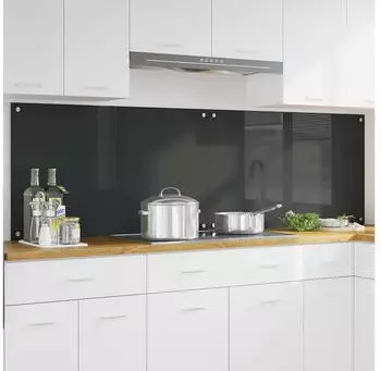 vidaXL K&uuml;chenr&uuml;ckwand 2 pcs Dunkelgrau 100 x 60 cm Geh&auml;rtetes Glas