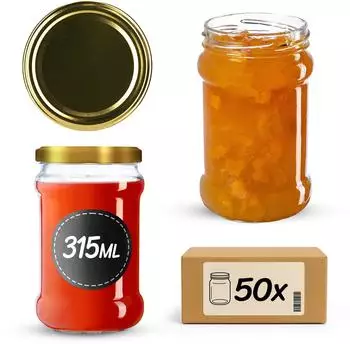 Kadax Einmachgläser 315ml mit Schraubdeckel fi66mm, 50 Stück (K5455)