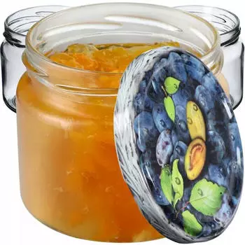 Kadax Berti Einmachgläser mit Schraubdeckel 330ml, Pflaumenmuster, 100 Stück (K6207)