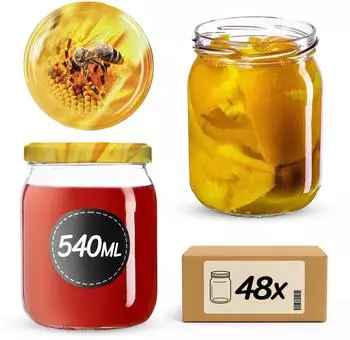Kadax Senna Einmachgläser mit Schraubdeckel 540ml, 48 Stück (K6860)