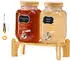 VEVOR Getränkespender 2x3,8L Glas mit Holzständer & Zapfhahn