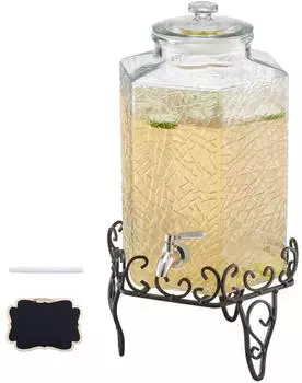 VEVOR Getr&auml;nkespender 10L Glas mit Metallst&auml;nder & Zapfhahn (GY-B006)