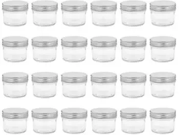 vidaXL Marmeladengl&auml;ser mit Silbernen Deckeln 24 Stk. 110 ml