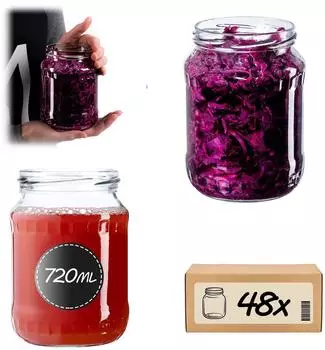 Kadax Jukka Einmachgläser 720ml, 48 Stück, ohne Deckel (K7303)