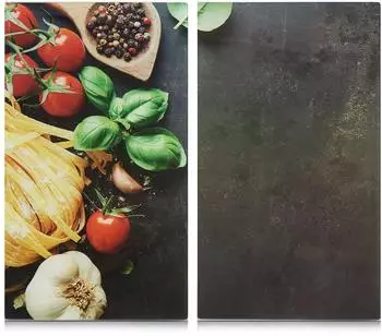 Zeller Herdabdeck-/Schneidplatten-Set "Pasta" 2-tlg., Glas, 30x52cm (26330)