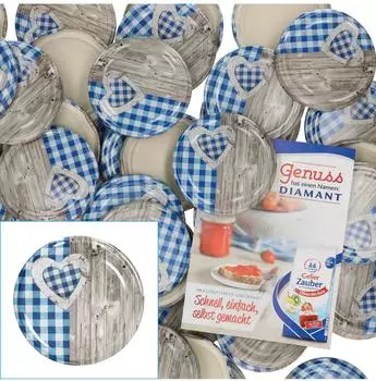 MamboCat Sturzdeckelset TO82 Holz-Herz blau-wei&szlig;, 50er-Set (TO82)