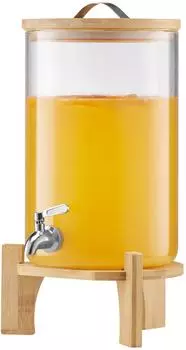 VEVOR Getr&auml;nkespender 8L Glas mit Holzst&auml;nder & Edelstahlhahn (GY-PG01)