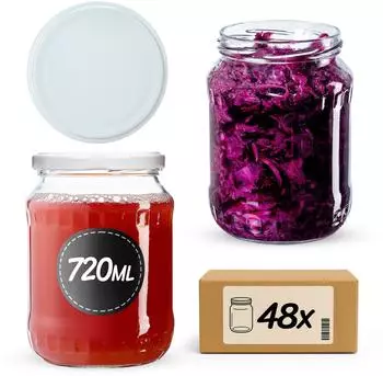 Kadax Jukka Einmachgläser mit Schraubdeckel TO82 720ml, 48 Stück (K7313)