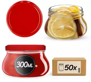 Kadax Raja Einmachgläser mit Schraubdeckel 300ml, 50 Stück (K5945)