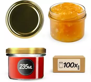 Kadax Tartu Einmachgläser mit Schraubdeckel Gold 235ml, 100er-Set (K5829)