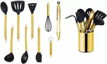 Echtwerk K&uuml;chenhelfer-Set 10-teilig, Silikon, gold (Gold-Edition)