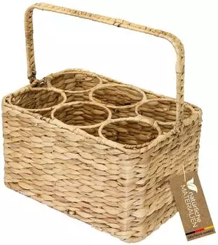 HMF Flaschenkorb geflochten, Wasserhyazinthe, 6 Flaschen (37219)