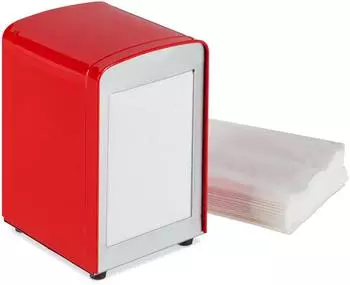 Relaxdays Serviettenspender Retro, Stahl, rot, 2er-Set