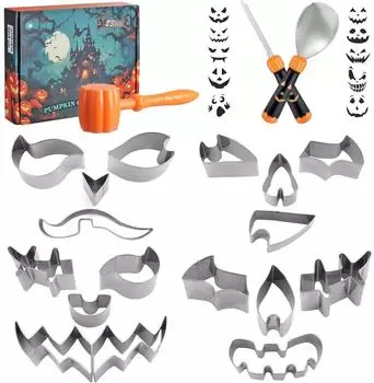 LuxusKollektion Halloween Kürbis Schnitzset 23-tlg. mit Hammer und 20 Formen