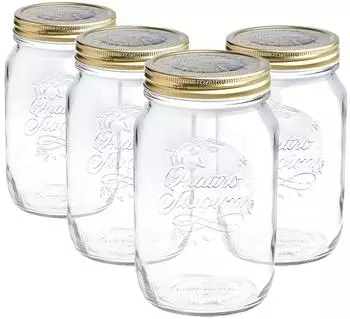 Bormioli Rocco Quattro Stagioni Einmachgläser aus Glas 1,5L, klar, 4er-Pack (BO-359920)