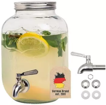 Intirilife Getr&auml;nkespender 4L aus Glas mit Zapfhahn, transparent (IL-100446)