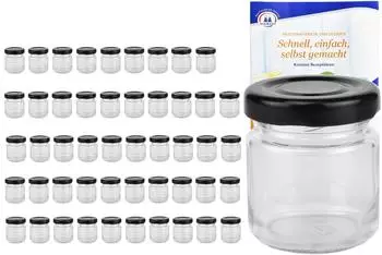 MamboCat Mini Sturzgl&auml;ser 53ml schwarzer Deckel TO 43, 50er-Set