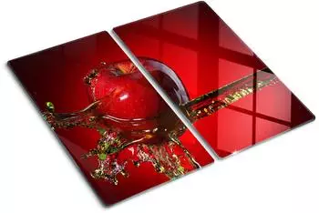 Tulup Herdabdeckplatte Glas 2-teilig 30x52cm Apfel und Wasser (010010520010000000761)