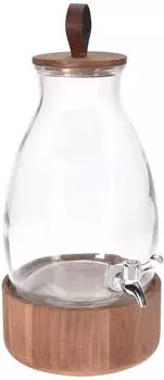 Spetebo Getr&auml;nkespender aus Glas mit Holzst&auml;nder und Zapfhahn, 5,5L (3668)