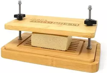 Joeji's Kitchen Tofu Presse Bambus Holz Mit Tofu-Sieb und Abtropfschale