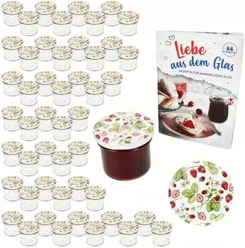 MamboCat Sturzglas 125ml Wald-Erdbeere Deckel, 50er Set