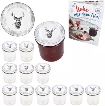 MamboCat Alois Hirsch Sturzglas 350ml mit Twist-Off-Deckel TO 82, 12er-Set (4251967520537)