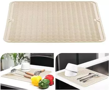 LuxusKollektion Abtropfmatte Silikon, rutschfest, hitzebeständig, 40x60cm, beige
