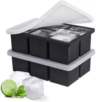 LuxusKollektion Eiswürfelform Silikon mit Deckel, stapelbar, 5,1cm, 2er-Set