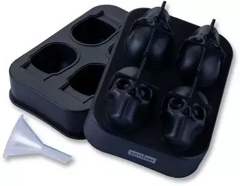 Zenker Eisw&uuml;rfelform Totenkopf Halloween, Silikon, 4er-Set, schwarz (46422)