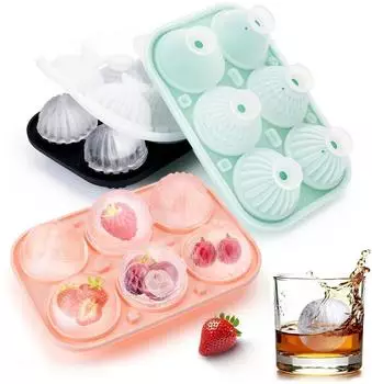 LuxusKollektion Eiswürfelform rund, Silikon mit Deckel, 3er-Pack