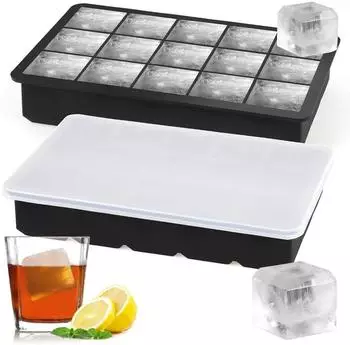 LuxusKollektion Eisw&uuml;rfelform Silikon Kugel XL mit Deckel, 2er-Pack, 15 W&uuml;rfel, BPA-frei