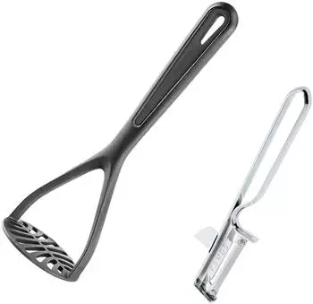 Westmark Kartoffelstampfer Gentle + Sparschäler Famos, Edelstahl/Kunststoff, schwarz/silber (286322E7)