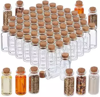 Relaxdays Mini-Glasflaschen mit Korken, 144er-Set