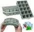 LuxusKollektion Eiswürfelform Silikon mit Deckel, grün, stapelbar, 4er-Set