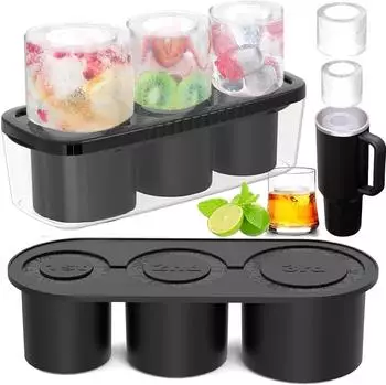 LuxusKollektion Eisw&uuml;rfelform Silikon mit Deckel, 3 Eisw&uuml;rfel, f&uuml;r 40Oz Tumbler