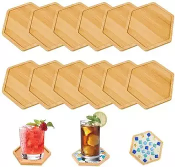 LuxusKollektion Untersetzer Bambus Mosaik Bastelset, 12 St&uuml;ck, 10cm