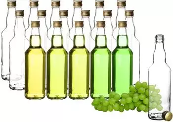 BigDean Glasflaschen 500ml mit goldenem Schraubverschluss, 18er-Set