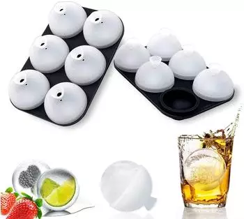 LuxusKollektion Eisw&uuml;rfelform Kugel Silikon mit Deckel, 5cm, 2 St&uuml;ck, BPA-frei