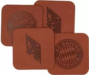 FC Bayern M&uuml;nchen Untersetzer 4er-Set, Leder, braun (34981)