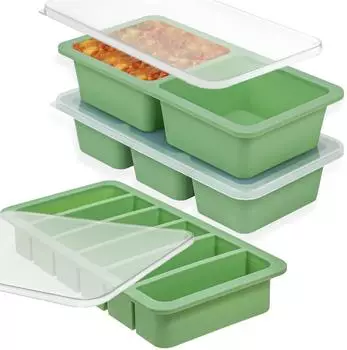 LuxusKollektion Silikon-Gefrierform mit Deckel & Stahlrahmen, 3er-Set, 125/250/400ml, gr&uuml;n