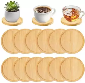 LuxusKollektion Untersetzer Round 12er Set, rund, Bambus, 9,5cm