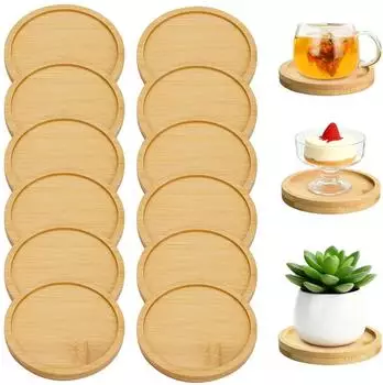 LuxusKollektion Holzuntersetzer Round, rund, Bambus, 12er Set (&Oslash; 9,5cm)