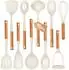 LuxusKollektion Küchenhelfer-Set 10-teilig, Silikon mit Holzgriff, weiß