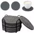 LuxusKollektion Untersetzer 8er-Set mit Halter, Baumwolle, grau, rund, 11cm
