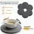 LuxusKollektion Untersetzer 8er-Set mit Halter, Baumwolle, grau, rund, 11cm