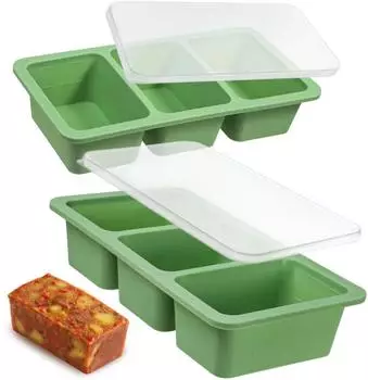 LuxusKollektion Silikon-Gefrierform mit Deckel & Stahlrahmen, 2 St&uuml;ck, 250ml, gr&uuml;n