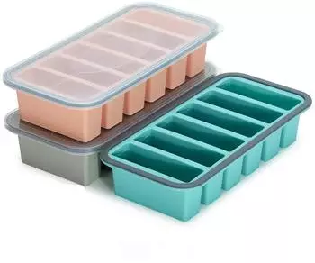 LuxusKollektion Silikonform Gefrierbehälter mit Deckel, 6 Fächer, 150ml, 3er-Set