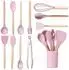 LuxusKollektion Küchenhelfer-Set Silikon 12-teilig, rosa, Holzgriffe
