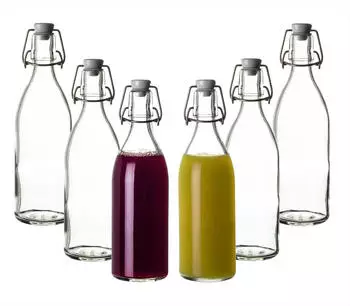 BigDean Glasflaschen mit Bügelverschluss 500ml, 6er-Set
